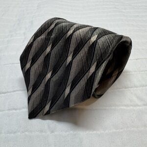 Stafford Men's Silk Tie Black Grey Diamond Pattern 4" Width
